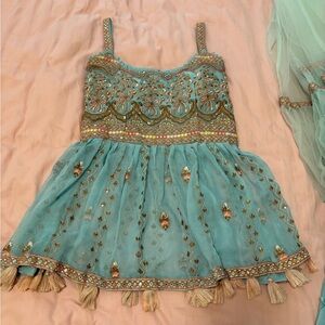 Baby blue peplum sharara suit